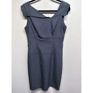 LUCE Womens Sheath Dress Charcoal Gray Cap Sleeve V Neck Business M